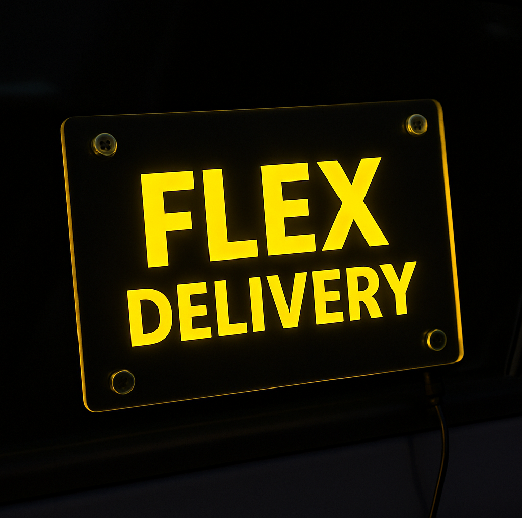 Delivery Driver Illuminated Acrylic Sticker – USB Powered for Car Window